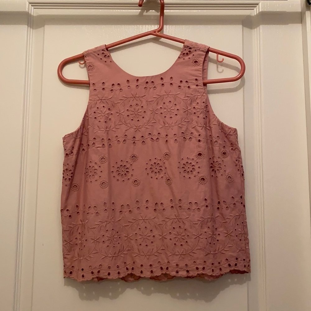 Pink eyelet blouse